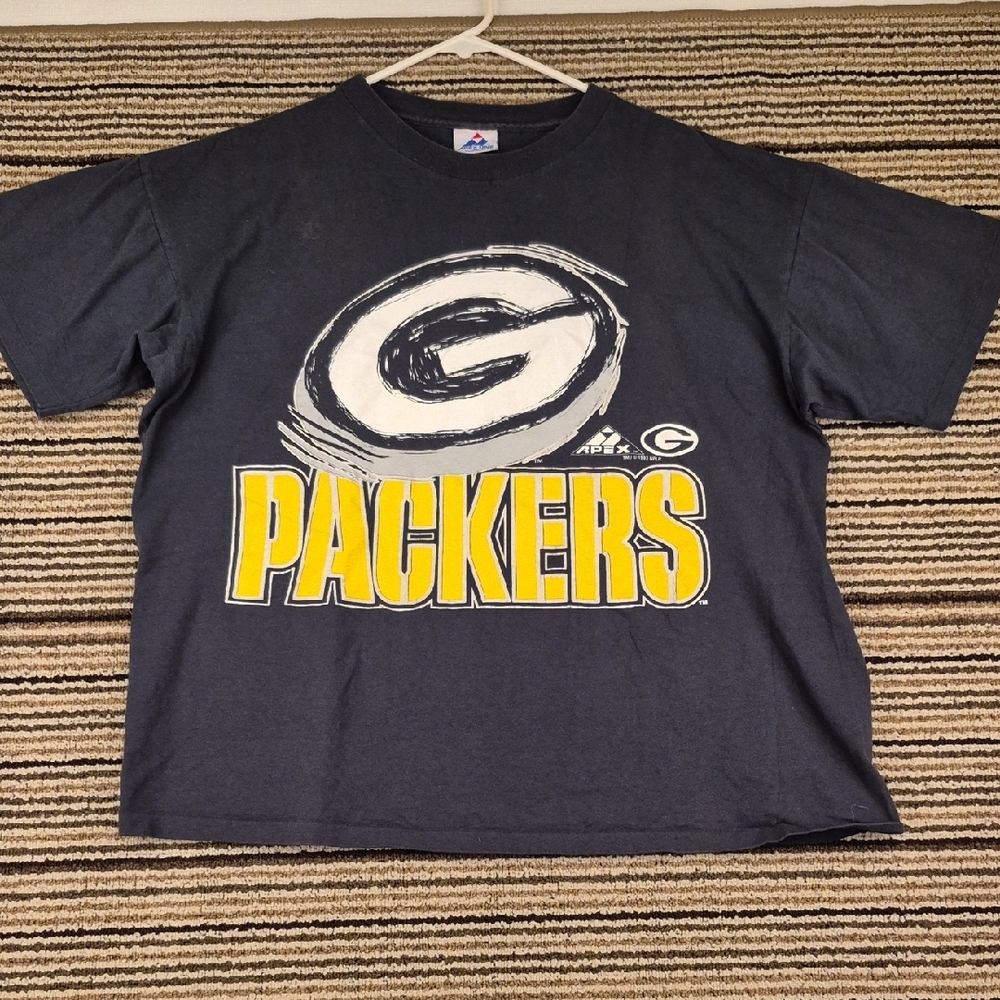 APEX ONE‎ Green Bay Packers NFL Green Gold Single Stitch T Shirt Mens XL VTG 90s